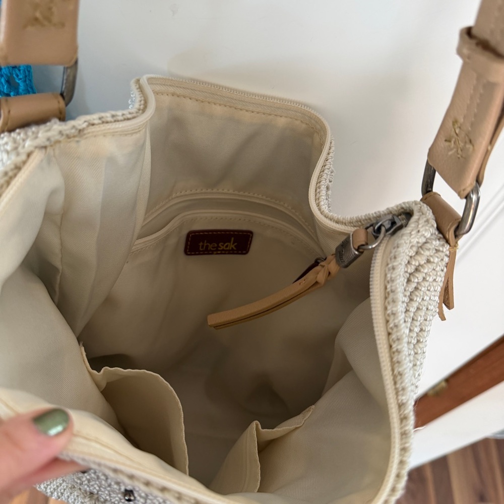 SET! Medium Vetchy Teal Swim Cover Up + The Sak Beige/Bronze Woven Shoulder Bag - Picture 13 of 16